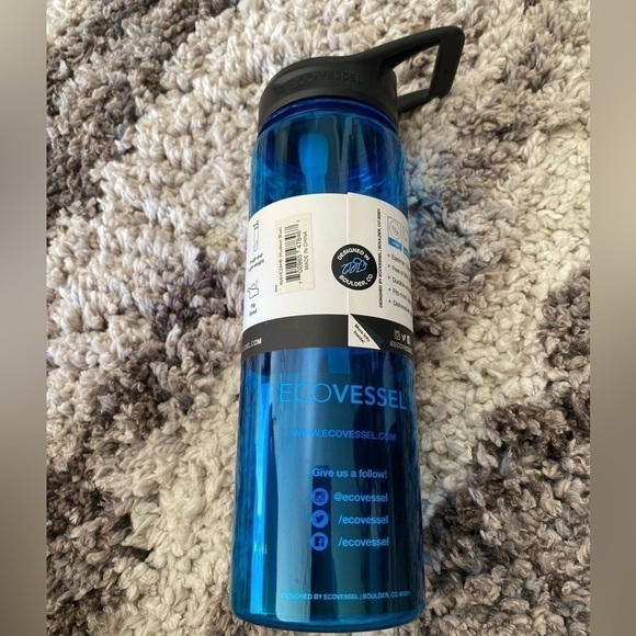 NWT ECOVESSEL THE WAVE TILT FREE DRINKING BOTTLE BLUE 24oz - Picture 5 of 7